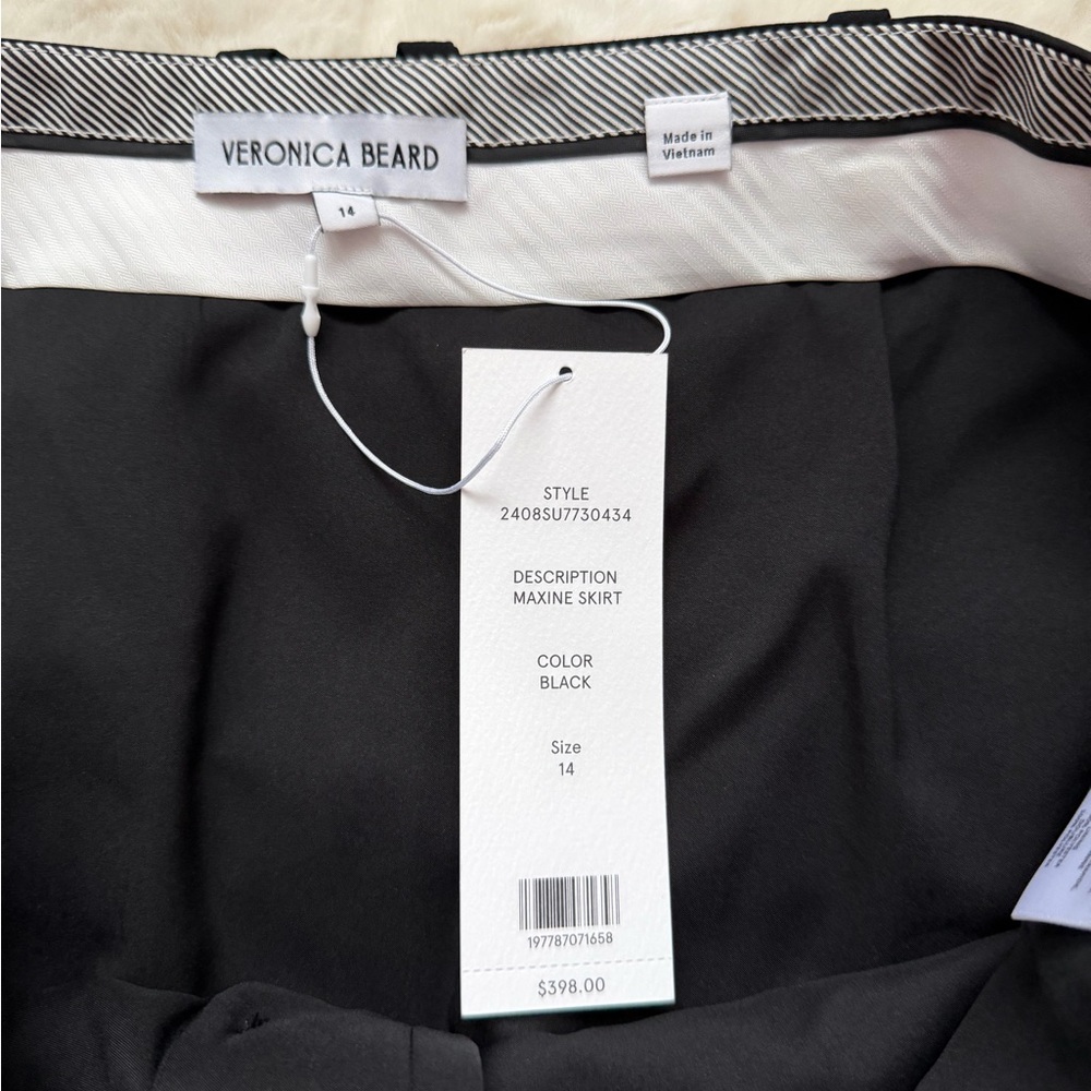 Veronica Beard Maxine Black Wool Blend Front Slit-20” Midi Minimalist Skirt - Picture 12 of 16